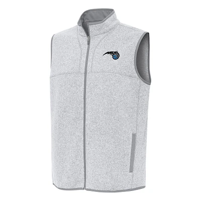 Men's Antigua Heather Gray Orlando Magic Fortune Full-Zip Vest