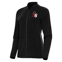 Women's Antigua Black Philadelphia 76ers Continual Full-Zip Jacket