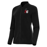Women's Antigua Black Philadelphia 76ers Continual Full-Zip Jacket