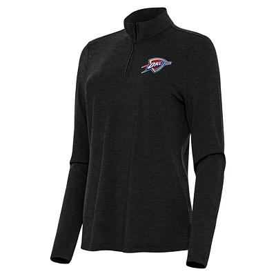 Women's Antigua  Heather Black Oklahoma City Thunder Bright Quarter-Zip Top
