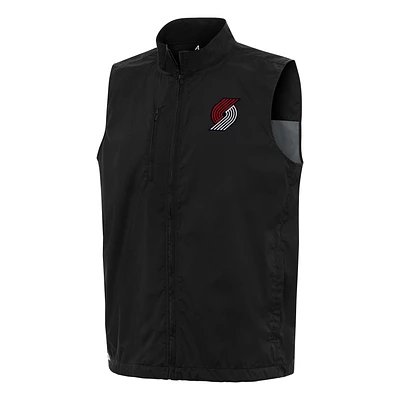 Men's Antigua  Black Portland Trail Blazers Brisk Full-Zip Vest