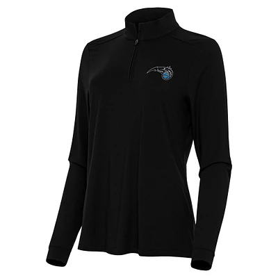 Women's Antigua Black Orlando Magic Intent Quarter-Zip Top
