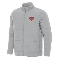 Men's Antigua Gray New York Knicks Swelter Full-Zip Puffer Jacket