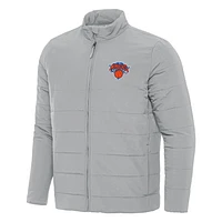 Men's Antigua Gray New York Knicks Swelter Full-Zip Puffer Jacket