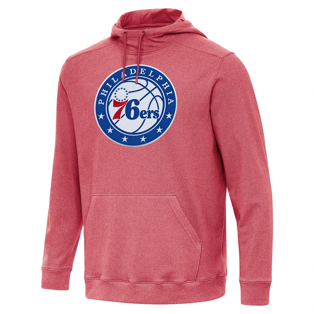Men's Antigua Heather Red Philadelphia 76ers Cloud Pullover Hoodie