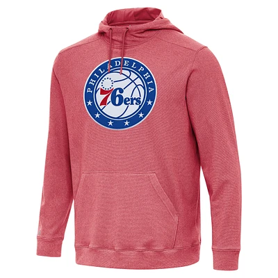 Men's Antigua Heather Red Philadelphia 76ers Cloud Pullover Hoodie