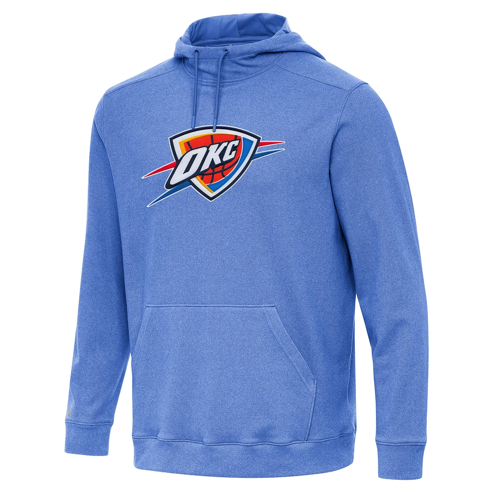 Men's Antigua Heather Blue Oklahoma City Thunder Cloud Pullover Hoodie