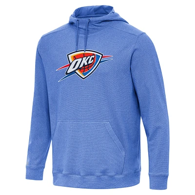 Men's Antigua Heather Blue Oklahoma City Thunder Cloud Pullover Hoodie
