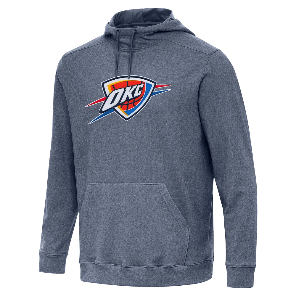 Men's Antigua Heather Navy Oklahoma City Thunder Cloud Pullover Hoodie