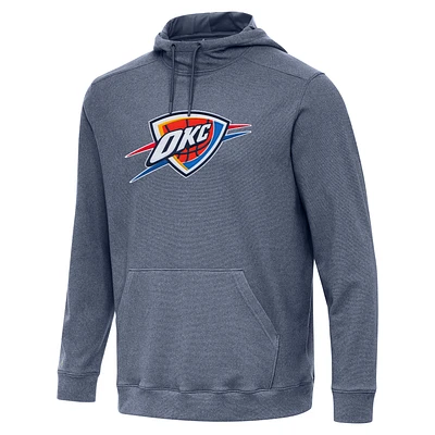 Men's Antigua Heather Navy Oklahoma City Thunder Cloud Pullover Hoodie