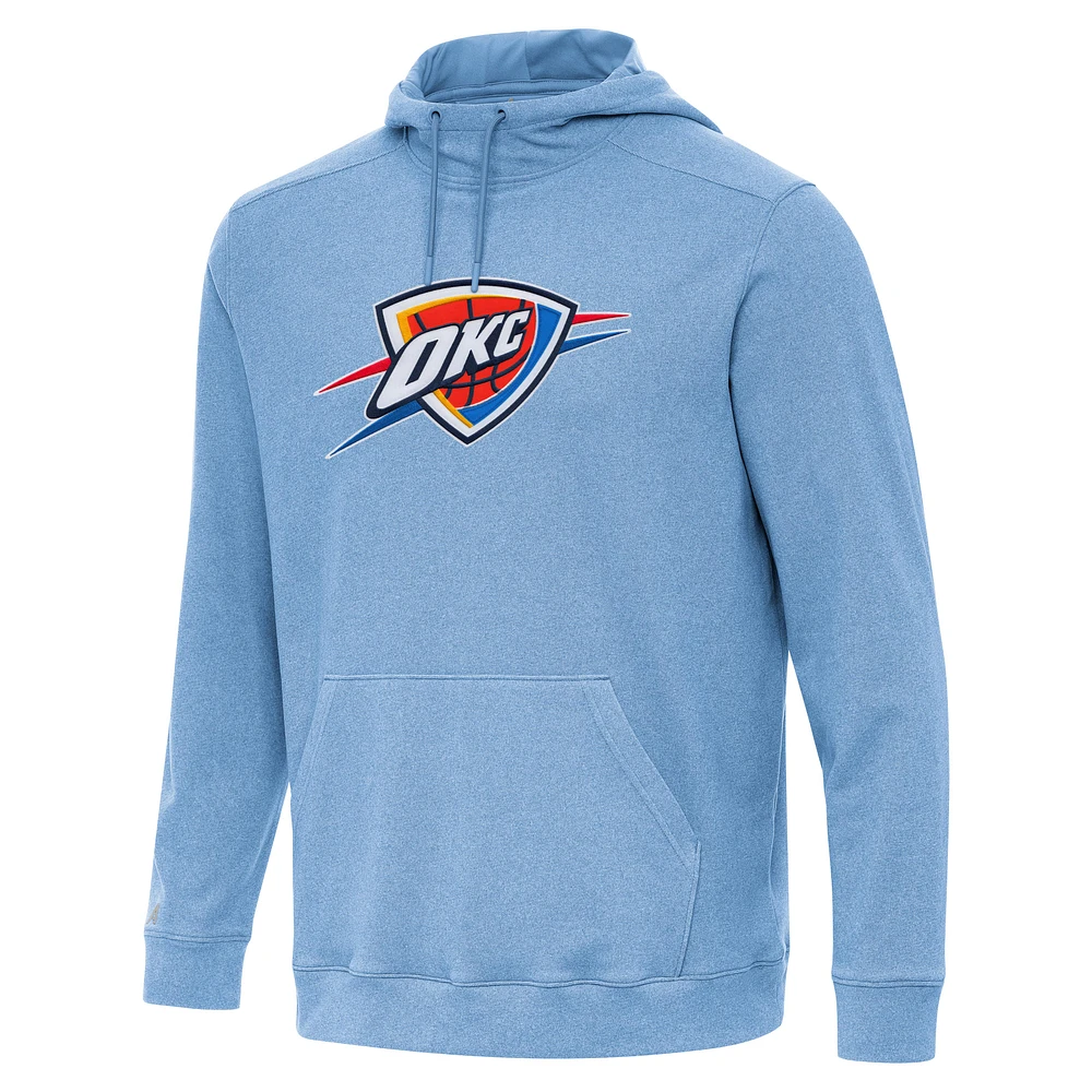 Men's Antigua Heather Powder Blue Oklahoma City Thunder Cloud Pullover Hoodie