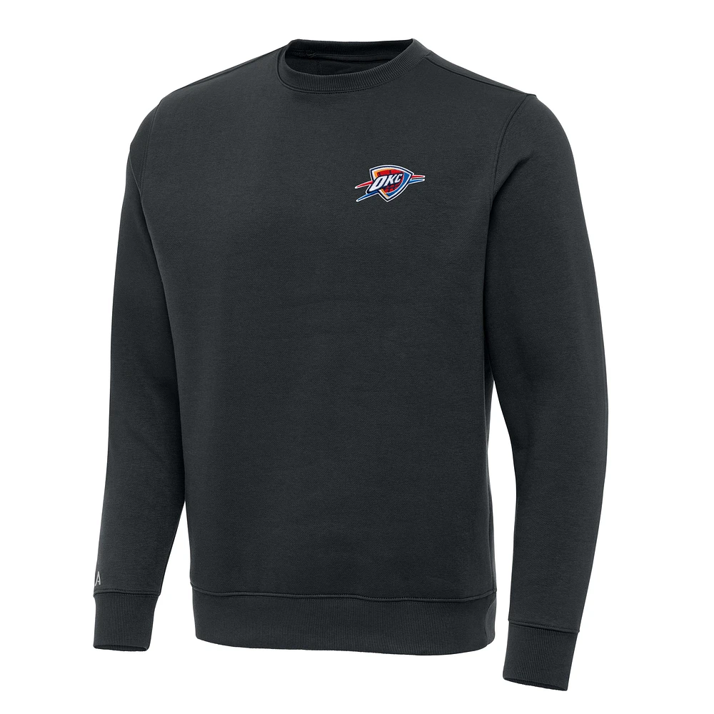 Men's Antigua Charcoal Oklahoma City Thunder Victory Crewneck Pullover Sweatshirt