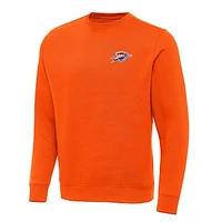 Men's Antigua Orange Oklahoma City Thunder Victory Crewneck Pullover Sweatshirt