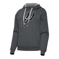 Women's Antigua Charcoal San Antonio Spurs Victory Pullover Hoodie