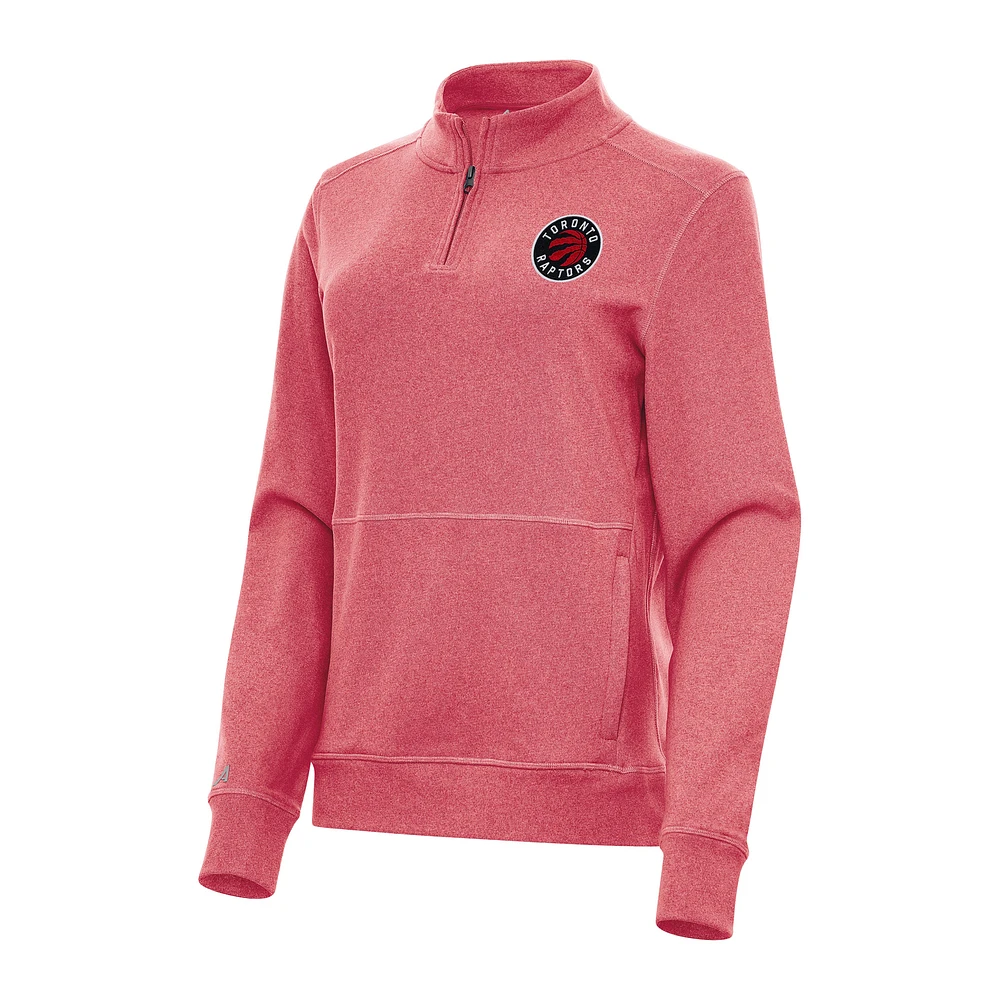 Women's Antigua Heather Toronto Raptors Crush Quarter-Zip Fleece Sweatshirt