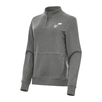 Women's Antigua Heather Black Utah Jazz Crush Quarter-Zip Fleece Sweatshirt