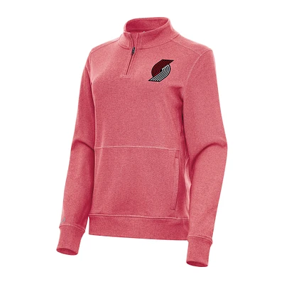 Women's Antigua Heather Portland Trail Blazers Crush Quarter-Zip Fleece Sweatshirt