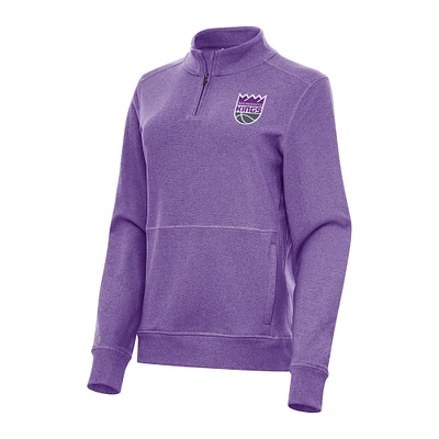 Women's Antigua Heather Sacramento Kings Crush Quarter-Zip Fleece Sweatshirt