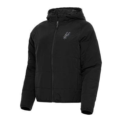 Women's Antigua Black San Antonio Spurs Universe Full-Zip Puffer Jacket