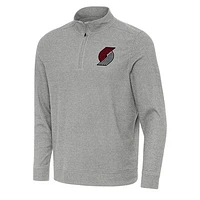 Men's Antigua Heather Portland Trail Blazers Subtle Quarter-Zip Sweatshirt