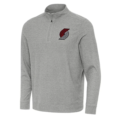Men's Antigua Heather Portland Trail Blazers Subtle Quarter-Zip Sweatshirt