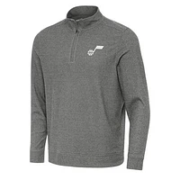 Men's Antigua Heather Black Utah Jazz Subtle Quarter-Zip Sweatshirt