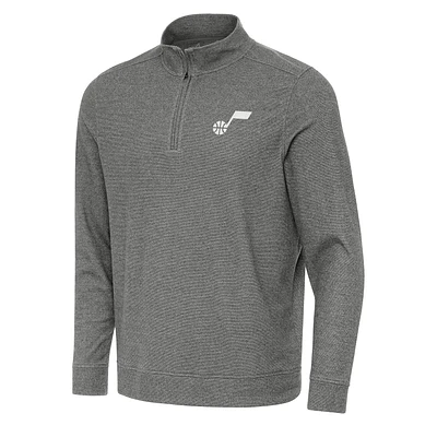 Men's Antigua Heather Black Utah Jazz Subtle Quarter-Zip Sweatshirt