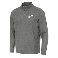 Men's Antigua Heather Black Utah Jazz Subtle Quarter-Zip Sweatshirt