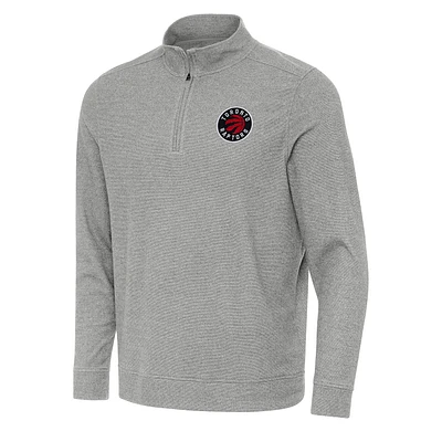 Men's Antigua Heather Gray Toronto Raptors Subtle Quarter-Zip Sweatshirt