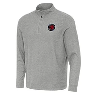 Men's Antigua Heather Gray Toronto Raptors Subtle Quarter-Zip Sweatshirt
