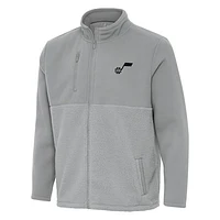 Men's Antigua Gray Utah Jazz Daily Fused Full-Zip Jacket