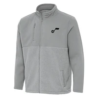 Men's Antigua Gray Utah Jazz Daily Fused Full-Zip Jacket
