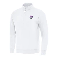 Men's Antigua  White Sacramento Kings Victory Quarter-Zip Mock Sweatshirt
