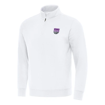 Men's Antigua  White Sacramento Kings Victory Quarter-Zip Mock Sweatshirt