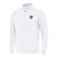 Men's Antigua  White Sacramento Kings Victory Quarter-Zip Mock Sweatshirt