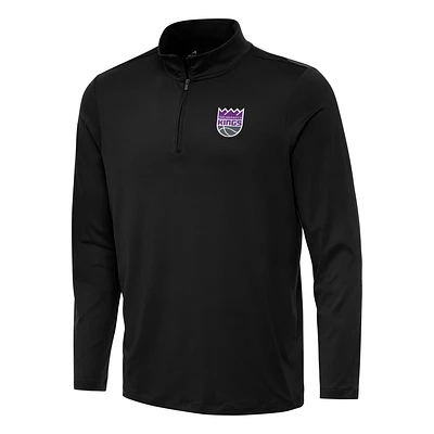 Men's Antigua Black Sacramento Kings Reprocess Quarter-Zip Top