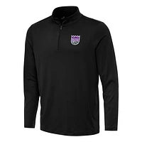 Men's Antigua Black Sacramento Kings Reprocess Quarter-Zip Top