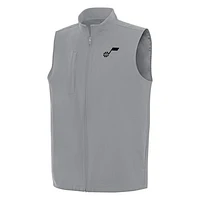 Men's Antigua Gray Utah Jazz Regard Full-Zip Vest