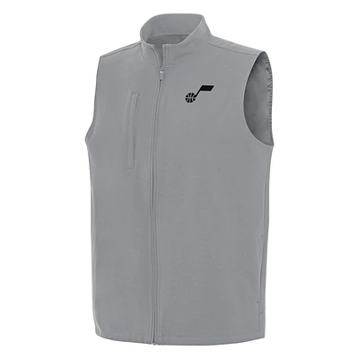 Men's Antigua Gray Utah Jazz Regard Full-Zip Vest