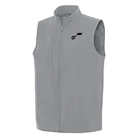 Men's Antigua Gray Utah Jazz Regard Full-Zip Vest