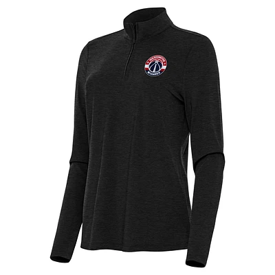 Women's Antigua  Heather Black Washington Wizards Bright Quarter-Zip Top