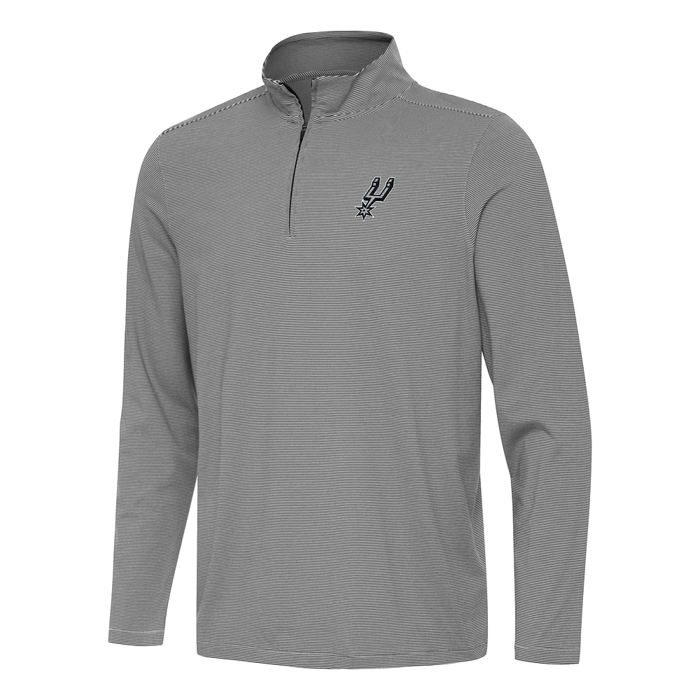 Men's Antigua Black San Antonio Spurs Twine Quarter-Zip Top