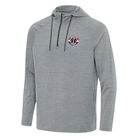 Men's Antigua Heather Gray Washington Wizards Spikes Raglan Quarter-Zip Hoodie