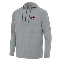 Men's Antigua Heather Gray Washington Wizards Spikes Raglan Quarter-Zip Hoodie