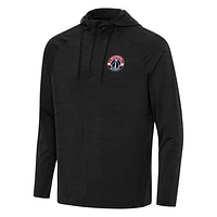 Men's Antigua Heather Black Washington Wizards Spikes Raglan Quarter-Zip Hoodie