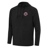Men's Antigua Heather Black Washington Wizards Spikes Raglan Quarter-Zip Hoodie