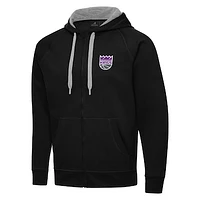 Men's Antigua Black Sacramento Kings Big & Tall Victory Full-Zip Hoodie Jacket