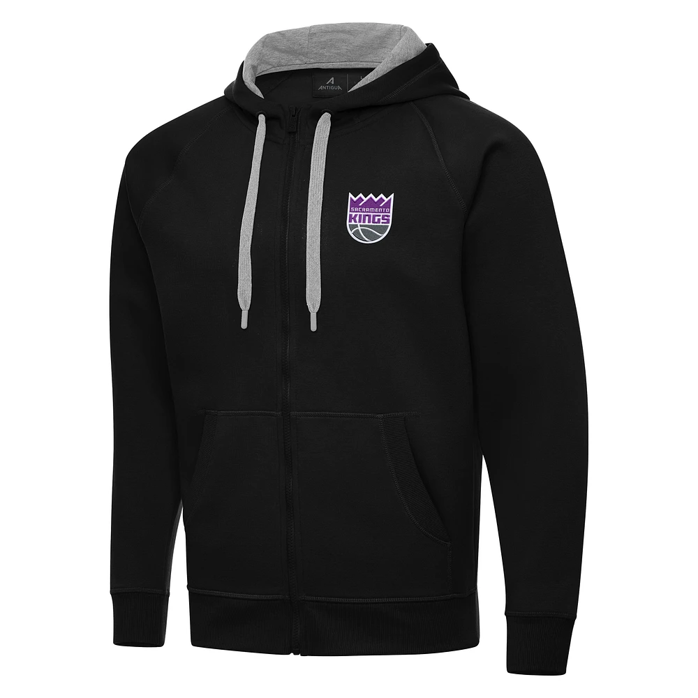 Men's Antigua Black Sacramento Kings Big & Tall Victory Full-Zip Hoodie Jacket