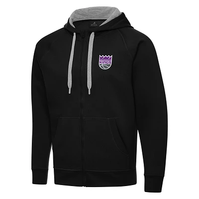 Men's Antigua Black Sacramento Kings Big & Tall Victory Full-Zip Hoodie Jacket