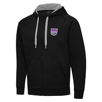 Men's Antigua Black Sacramento Kings Big & Tall Victory Full-Zip Hoodie Jacket